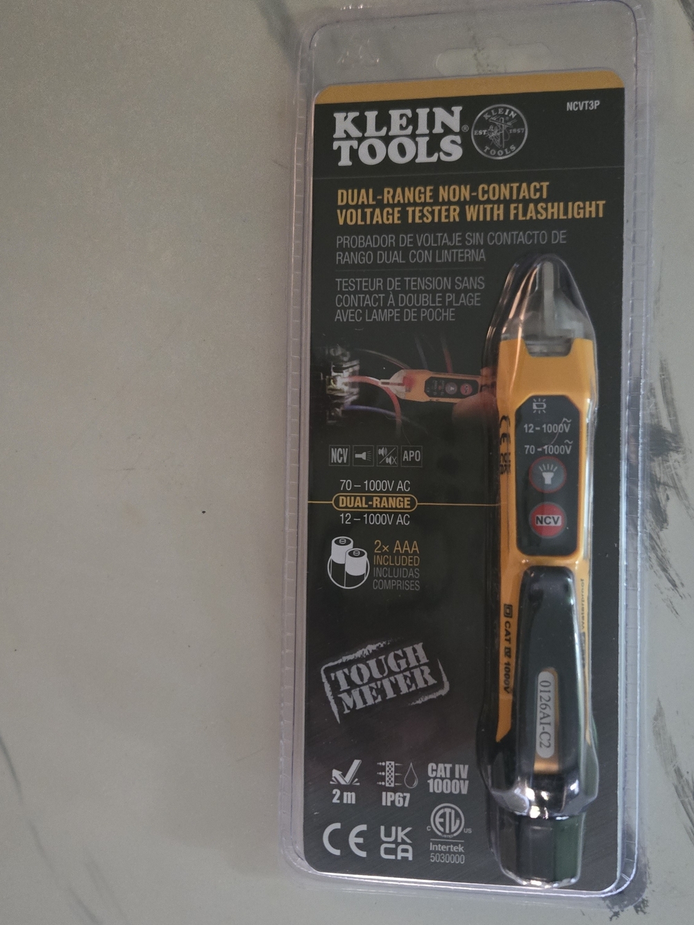 Klein Tools Dual-Range Non-Contact Voltage Tester - Yellow/Black
